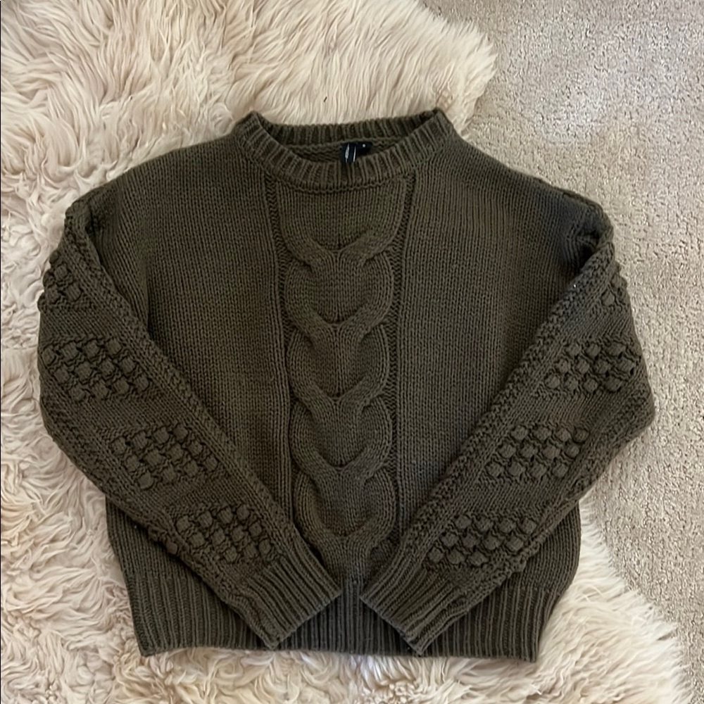 Olive Cable Knit Sweater